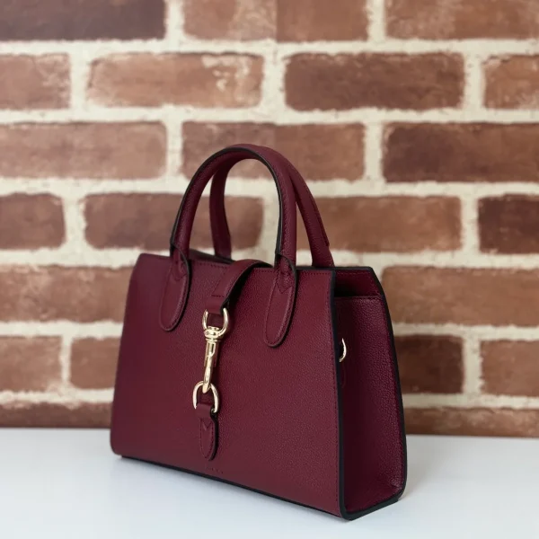 GUCCI Elegance米白粒面皮手提包-795349：圖片 3
