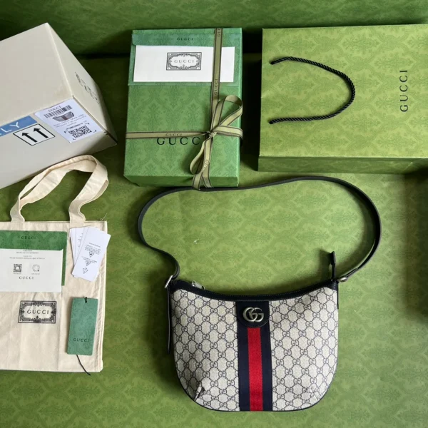 GUCCI Ophidia小號米棕帆布斜揹包-598125：圖片 10