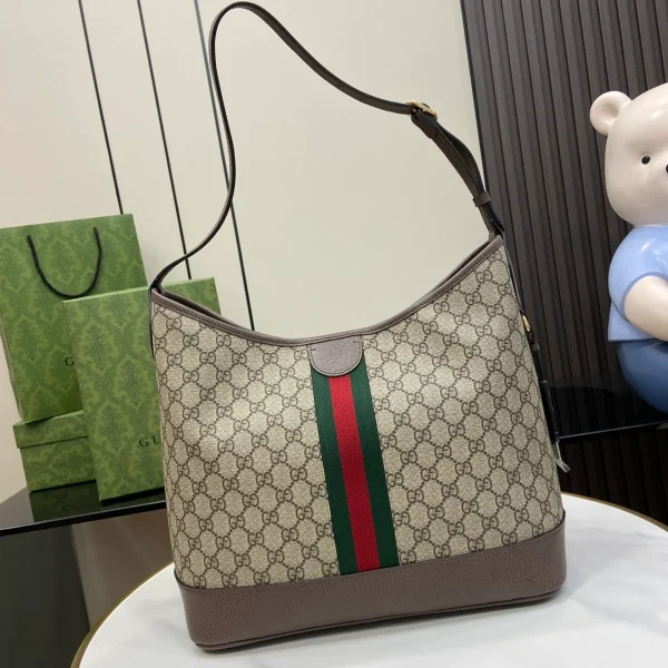 GUCCI Ophidia中號米棕帆布肩揹包-781392：圖片 4