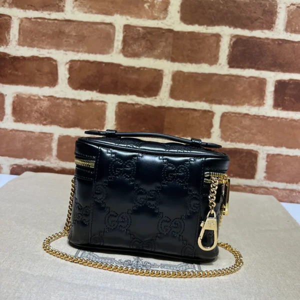 GUCCI GG Quilted黑色絎縫皮革手提包-723770：圖片 4