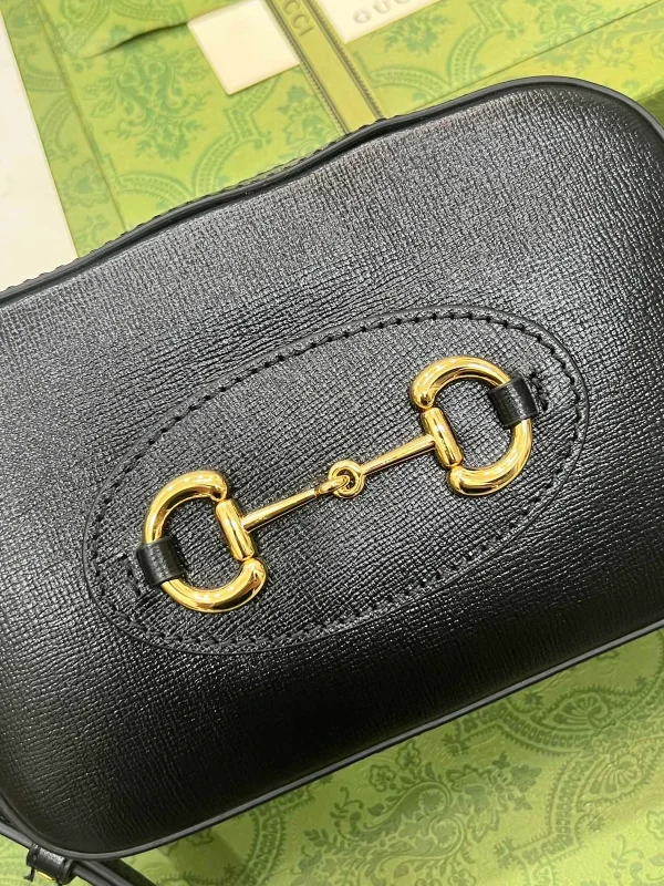 GUCCI Horsebit 1955小號米棕帆布肩揹包-760196：圖片 3