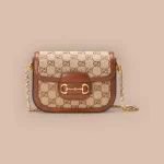 GUCCI 馬銜扣1955馬銜扣迷你棕色帆布斜揹包-675801