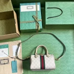 GUCCI GG Supreme迷你米棕帆布手提包-772053：圖片 10