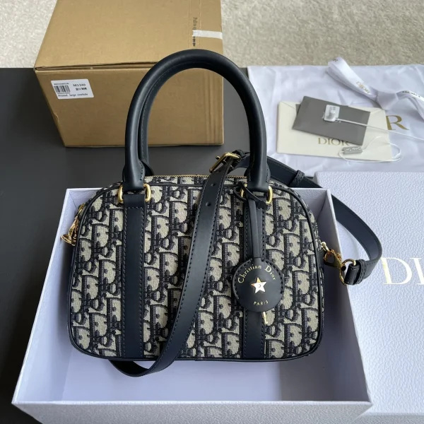 Dior D-Vibe 藍色皮革斜挎包中號MM-M1340：圖片 11