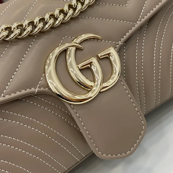 GUCCI GG Marmont小號紅色皮革肩揹包-443497：圖片 5