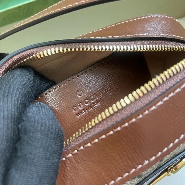 GUCCI Horsebit 1955小號白色皮革肩揹包-760196：圖片 9