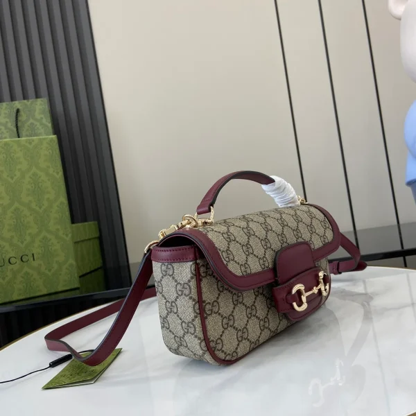 GUCCI Horsebit 1955小號紅柔皮手挽包-815206：圖片 3
