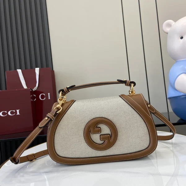 GUCCI Blondie小號棕色皮革斜背包-815714：圖片 2
