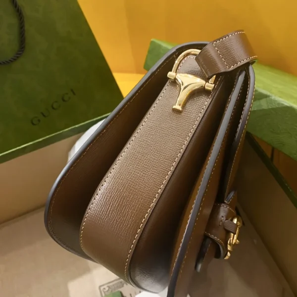 GUCCI 馬銜扣1955馬銜小號黑色皮革斜揹包-602204：圖片 5