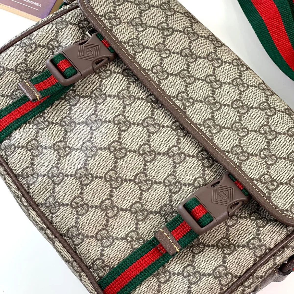 GUCCI GG Supreme中號米棕帆布斜背包-760123 8 GUCCI GG Supreme中號米棕帆布斜背包-760123