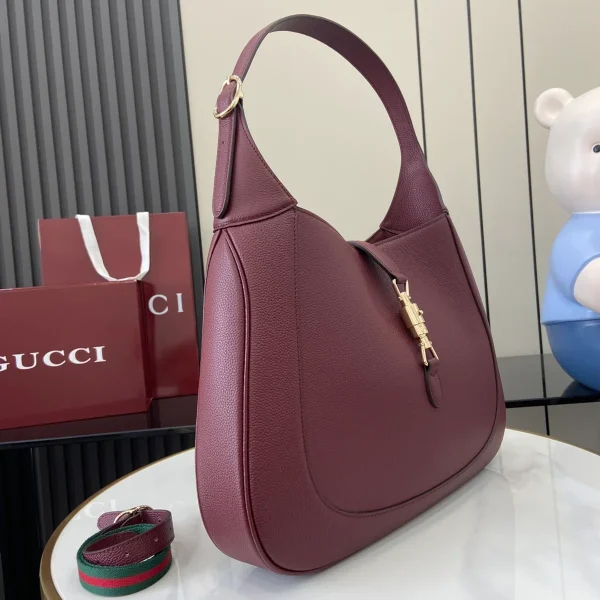 GUCCI Jackie大紅色皮革肩揹包-813650：圖片 3