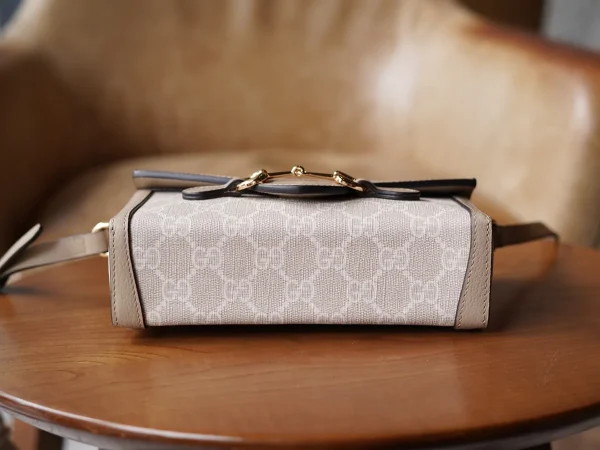 GUCCI 馬銜扣1955馬銜扣米棕迷你帆布斜揹包-699296：圖片 6