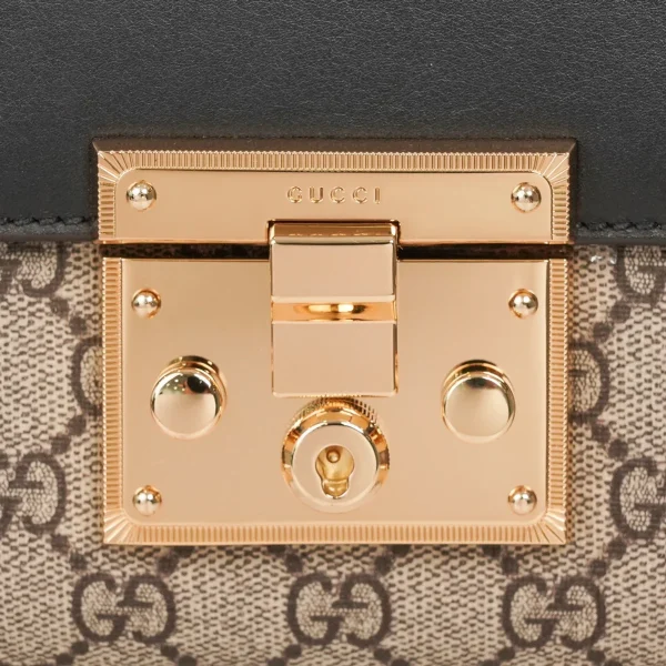 GUCCI GG Supreme小號米黑帆布斜背包-409487：圖片 9