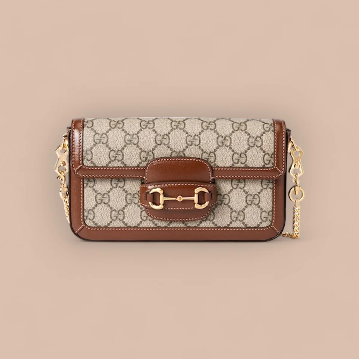GUCCI GG Horsebit迷你米棕帆布斜挎包-752002 1 GUCCI GG Horsebit迷你米棕帆布斜挎包-752002