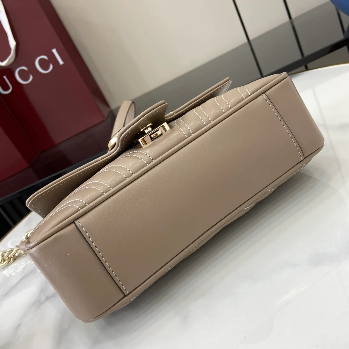 GUCCI GG Marmont迷你黑色皮革斜揹包-446744 8 GUCCI GG Marmont迷你黑色皮革斜揹包-446744