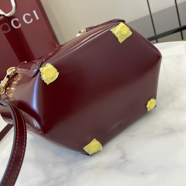 GUCCI Bamboo竹製開心果綠皮革手提包-805832：圖片 8