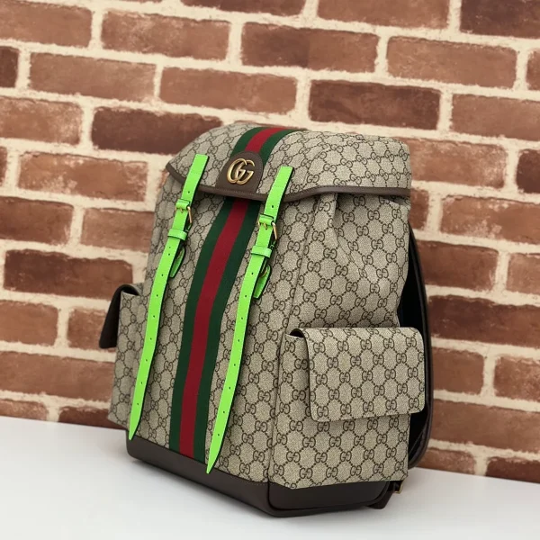 GUCCI Ophidia中號米棕帆布後揹包-598140：圖片 3