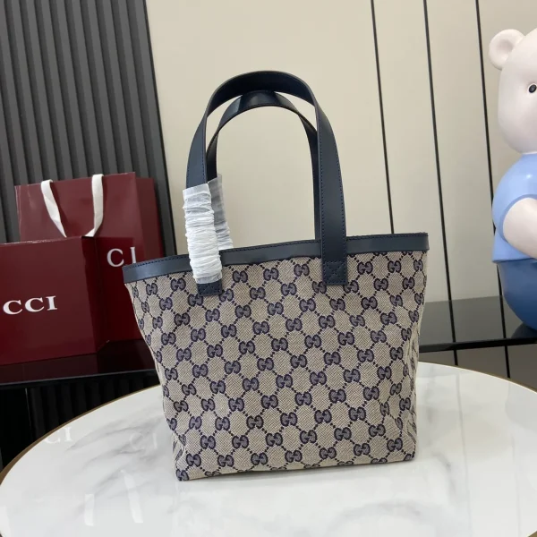 GUCCI Totissima小號米藍帆布托特包-788211：圖片 4