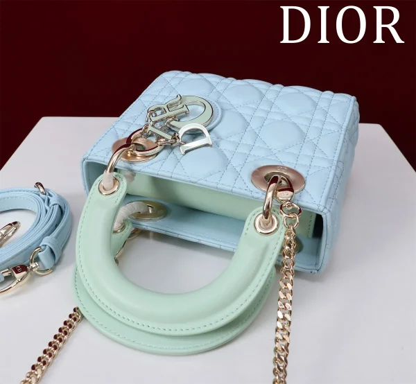 Dior Lady mini 淺藍羊皮斜挎包mini-M0505：圖片 7