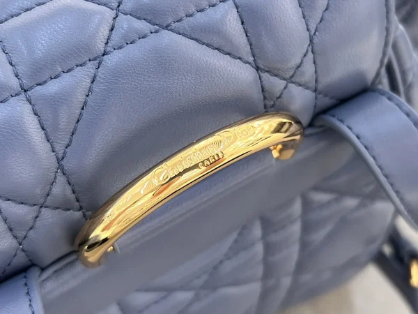 Dior Caro 藍色羊皮背包中號MM：圖片 8