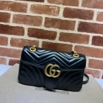 GUCCI V形系列小號灰色皮革斜挎包-443497：圖片 2
