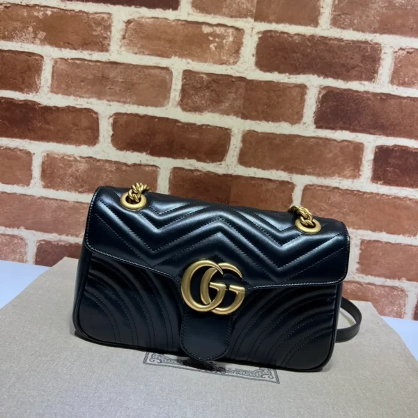 GUCCI V形系列小號灰色皮革斜挎包-443497：圖片 2