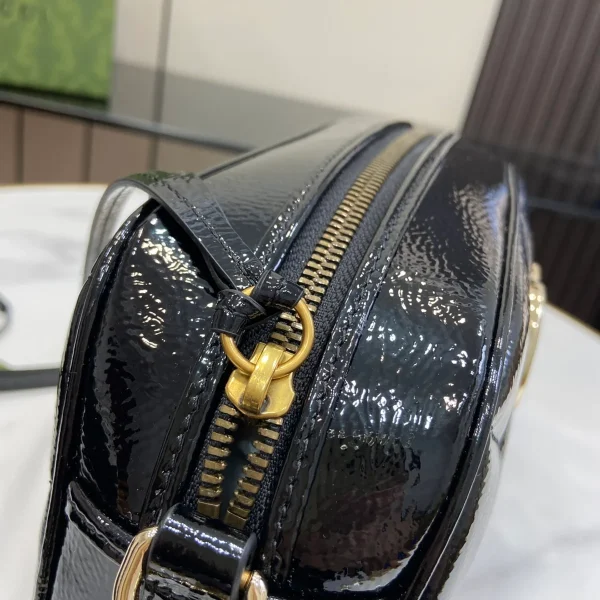 GUCCI GG Marmont黑色漆皮肩揹包-802448：圖片 7