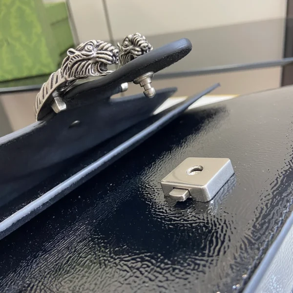 GUCCI Dionysus中號黑漆皮斜挎包-795007：圖片 8
