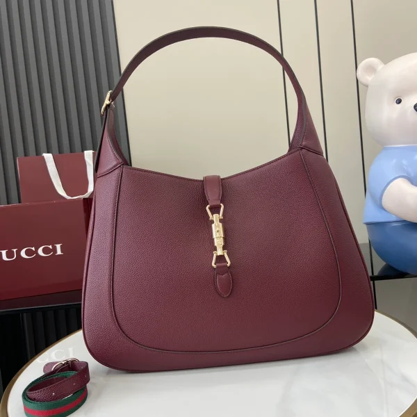 GUCCI Jackie大紅色皮革肩揹包-813650：圖片 2