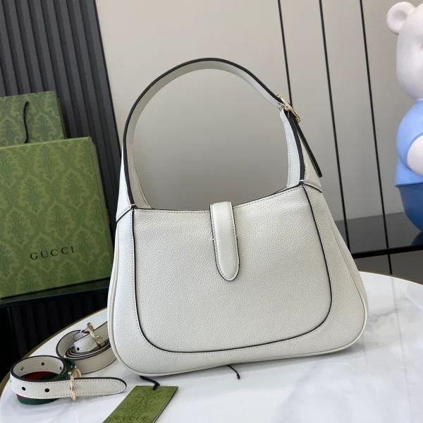 GUCCI Jackie 1961小號灰褐皮革肩揹包-810232：圖片 4