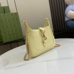 GUCCI Jackie Notte淺黃漆皮肩揹包-782889：圖片 3