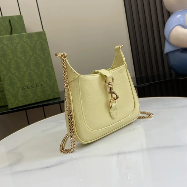 GUCCI Jackie Notte淺黃漆皮肩揹包-782889：圖片 3
