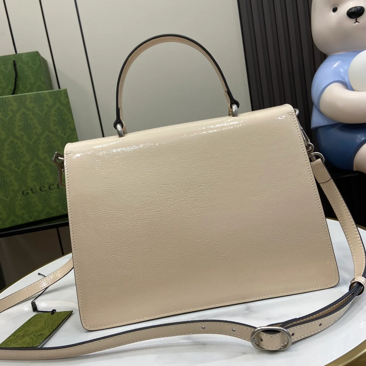 GUCCI Dionysus中號灰漆皮手提包-795007 4 GUCCI Dionysus中號灰漆皮手提包-795007