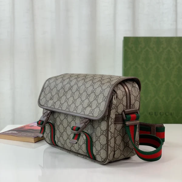 GUCCI GG Supreme中號米棕帆布斜背包-760123：圖片 3