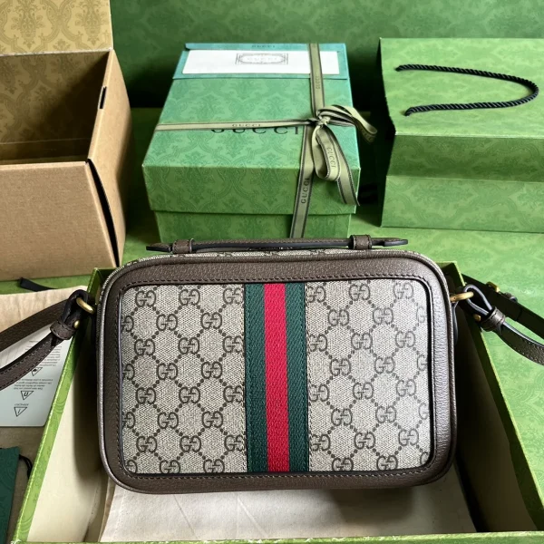 GUCCI Ophidia米棕帆布斜揹包-739392：圖片 3