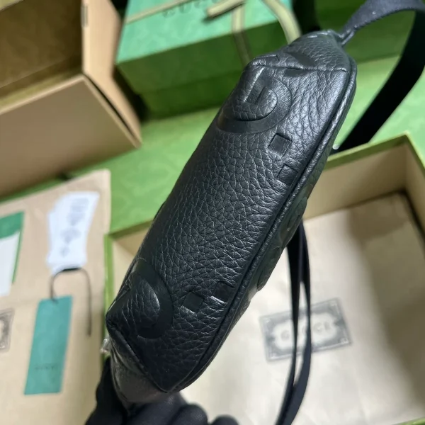 GUCCI Jumbo GG小號黑色皮革斜揹包-658582：圖片 4