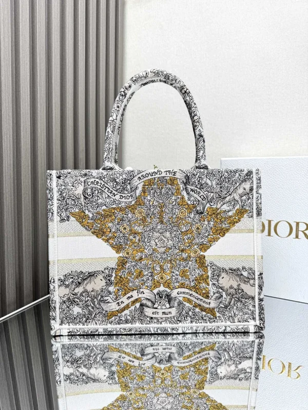 Dior Book 奶白棉托特包中號MM-M1296：圖片 5