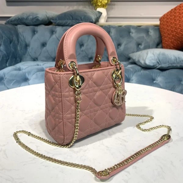 Dior Lady mini 粉紅羊皮包mini-M0505：圖片 3
