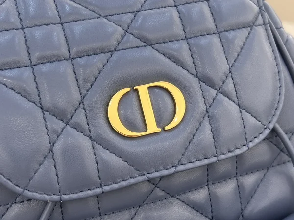 Dior Caro 藍色羊皮背包中號MM：圖片 10