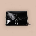 GUCCI Dionysus大號黑色漆皮肩揹包-795003