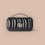 GUCCI GG Milano小號黑色皮革斜背包-806016