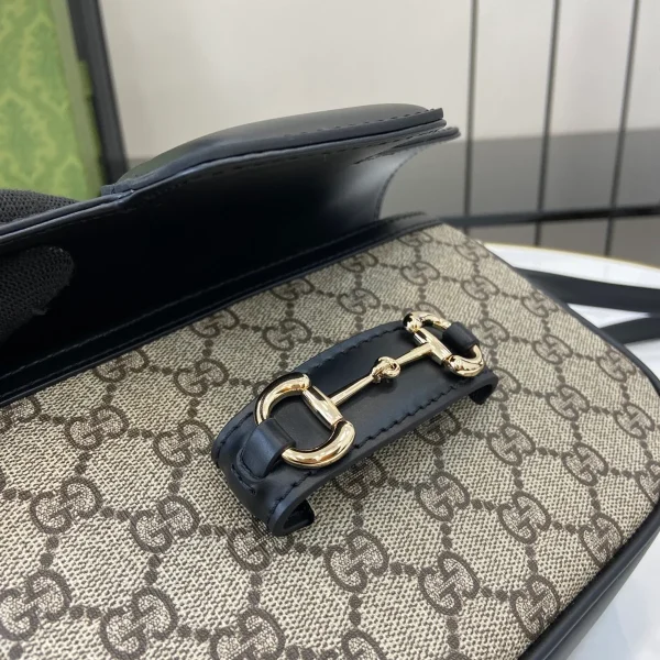 GUCCI Horsebit 1955小號黑色皮革手提包-815206：圖片 7