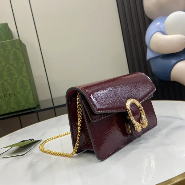 GUCCI Dionysus黑色漆皮斜揹包-795368：圖片 3