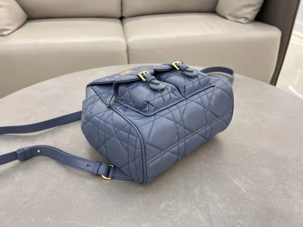 Dior Caro 藍色羊皮背包中號MM：圖片 5