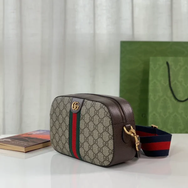 GUCCI Ophidia米棕帆布斜揹包-752591：圖片 3