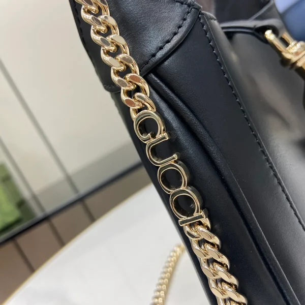 GUCCI Jackie Notte黑色漆皮肩揹包-782889：圖片 7