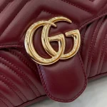 GUCCI GG Marmont小號灰褐皮革斜揹包-443497：圖片 6