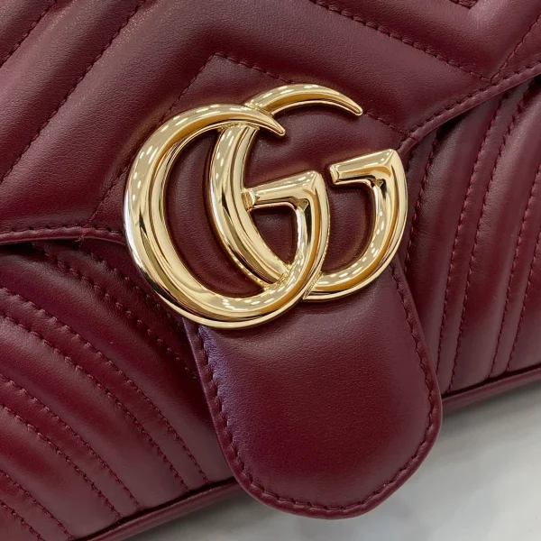 GUCCI GG Marmont小號灰褐皮革斜揹包-443497：圖片 6