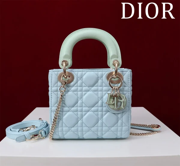 Dior Lady mini 淺藍羊皮斜挎包mini-M0505：圖片 2