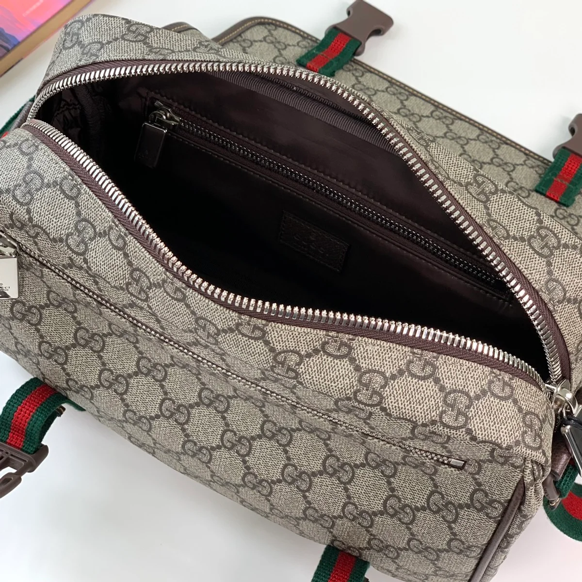 GUCCI GG Supreme中號米棕帆布斜背包-760123 10 GUCCI GG Supreme中號米棕帆布斜背包-760123